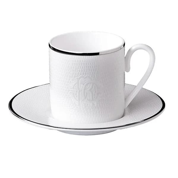Roberto Cavalli Lizzard Platinum Coffee Cup & Saucer - Set of 6