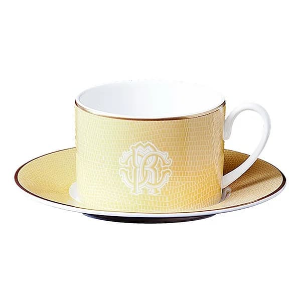 ROBERTO CAVALLI LIZZARD GOLD TEA CUP AND SAUCER - SET OF 6