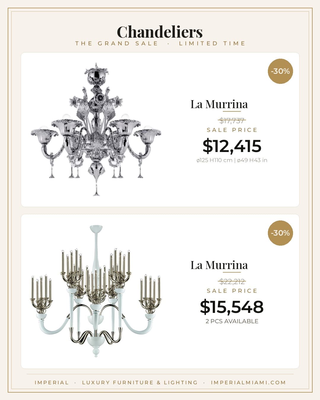 Chandeliers sale piece