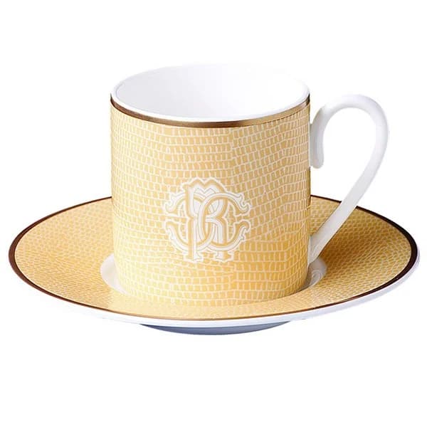 Roberto Cavalli Lizzard Gold Coffee Cup & Saucer - Set of 6 and 4